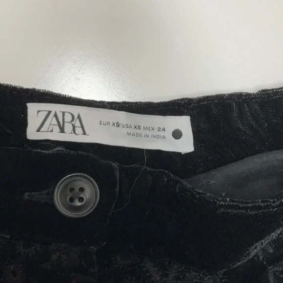 Zara Alina Black Velvet Floral Trousers XS - Picture 3 of 8